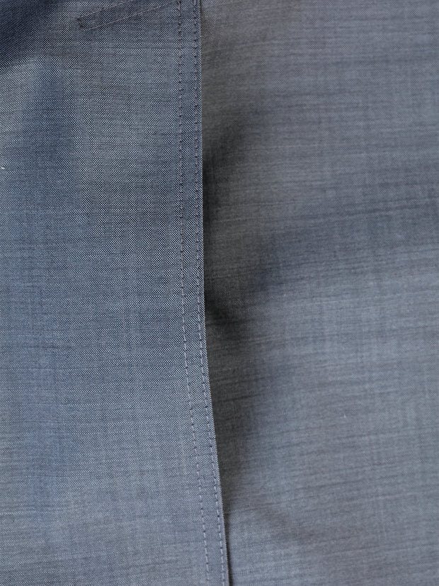 veste savoie ajustée à col nehru en laine double-face gris lauze