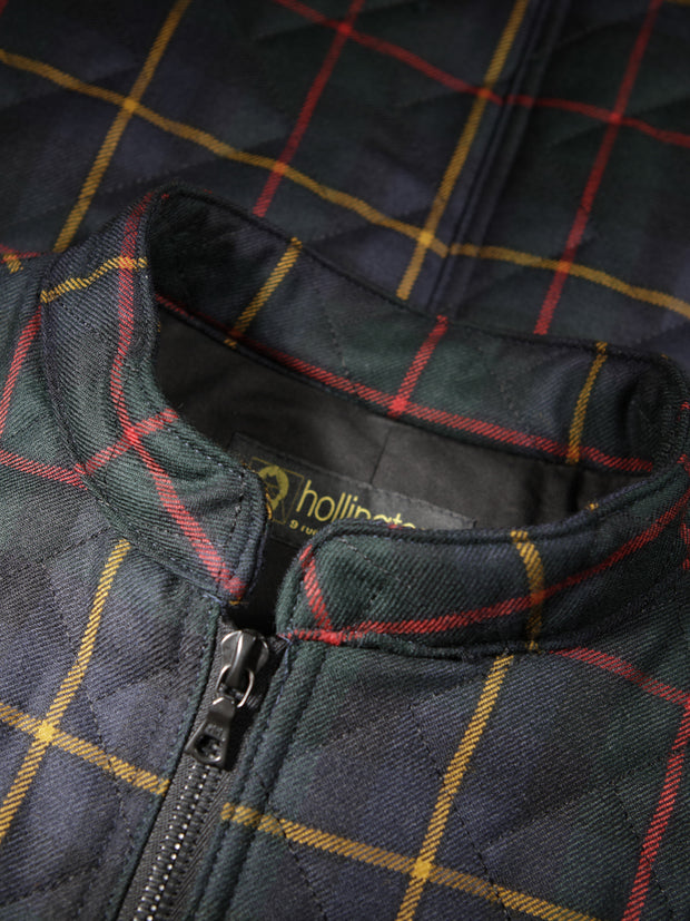 naipaul quilted and zipped jacket in macleod tartan