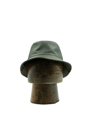 Reversible waterproof bucket hat in black herringbone tweed 