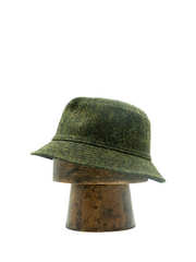 Reversible waterproof bucket hat in green tweed