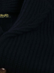 cardigan in 100% navy lambswool with shawl collar