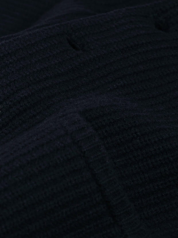 cardigan in 100% navy lambswool with shawl collar