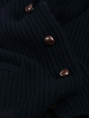 cardigan in 100% navy lambswool with shawl collar