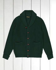 cardigan 100 % lambswool vert sapin à col châle