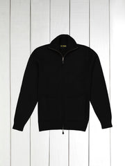 cardigan zippé alan paine en lambswool noir