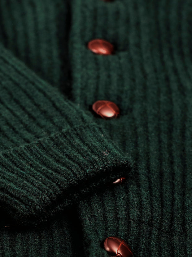 cardigan 100 % lambswool vert sapin à col châle
