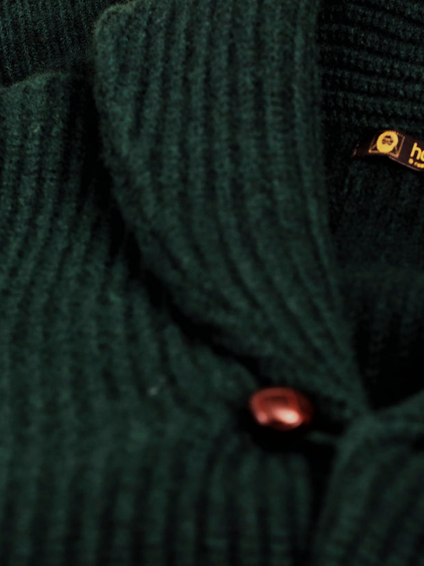 cardigan 100 % lambswool vert sapin à col châle