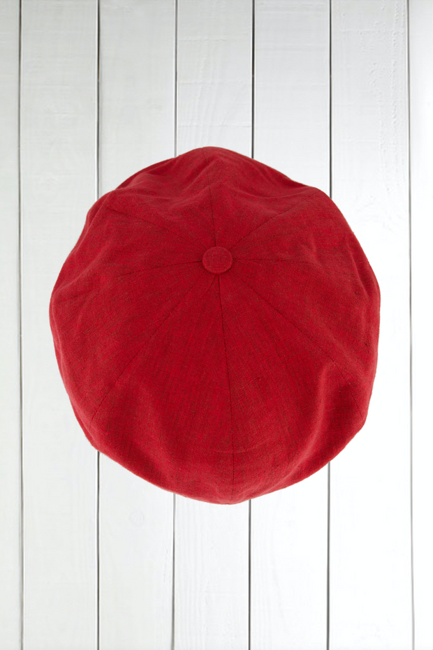 red linen cap