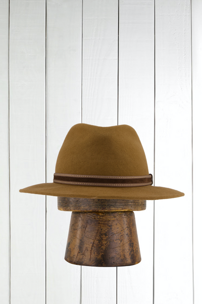 water-repellent camel wool felt hat