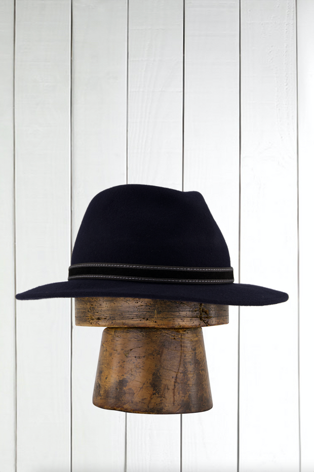 water-repellent blue wool felt hat