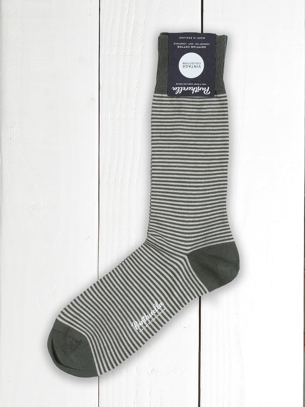 egyptian cotton pantherella socks with olive stripes