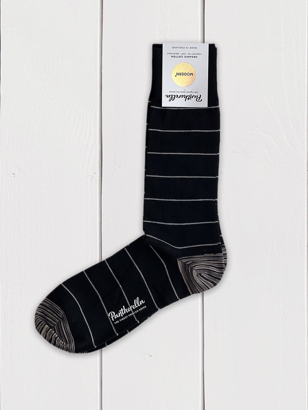 organic cotton pantherella socks with black thin stripes