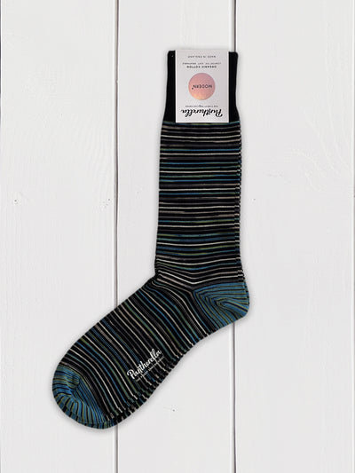 organic cotton pantherella socks with black irregular stripe
