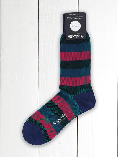 lisle thread pantherella socks with large ocean stripes