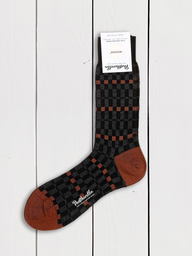 black check merino wool pantherella socks