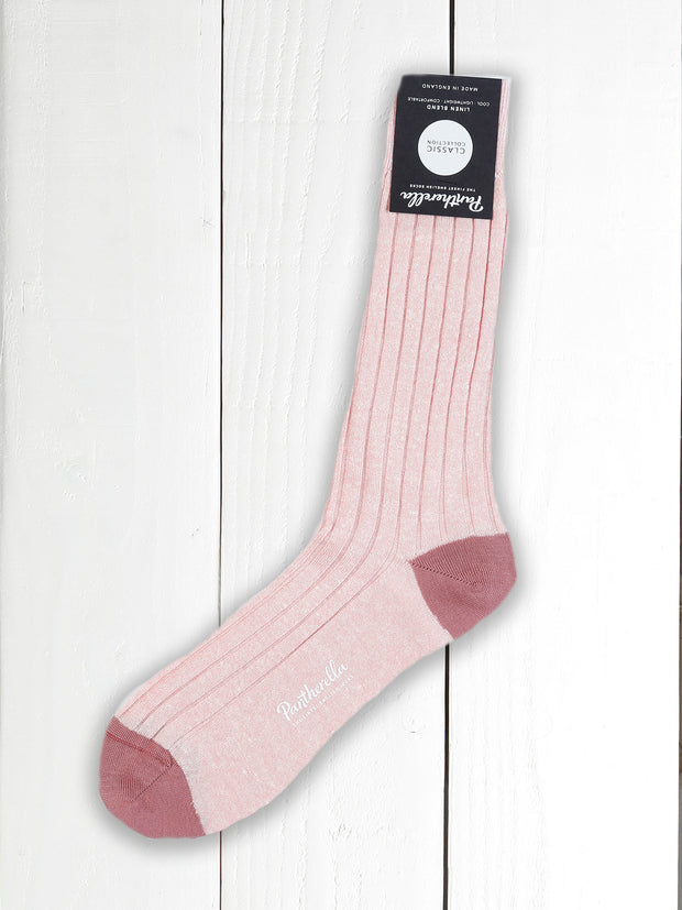 chaussettes pantherella pink en lin et coton