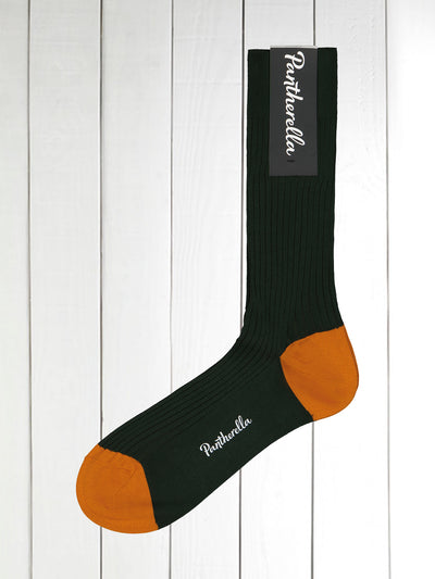 chaussettes pantherella en coton vert foncé à glands cumin
