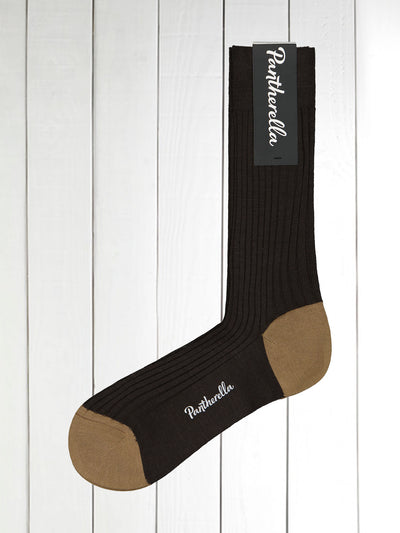 contrast heel and toe merino wool chocolat socks