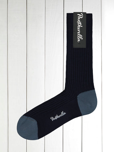 contrast heel and toe merino wool dark navy socks