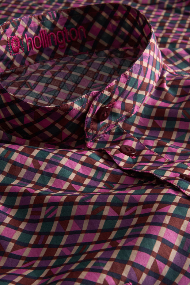 pre-sale Liberty® cotton mao-collar shirt with geometric pattern