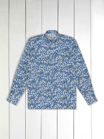Liberty® with a pansy pattern mao-collar shirt