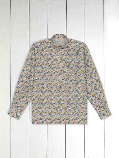 Liberty® with a spring feast pattern mao-collar shirt