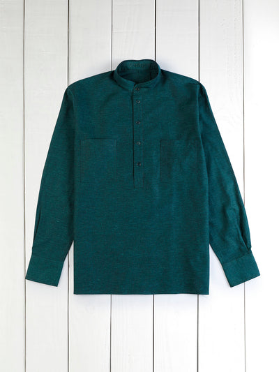 Chemise Col Mao Garçon Vert Sauge 8A – Coton/Lin, Manches Retroussables, Coupe Moderne Vertbaudet