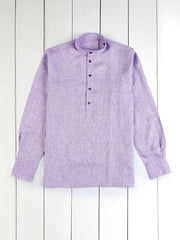 purple pure-linen canvas mao-collar shirt