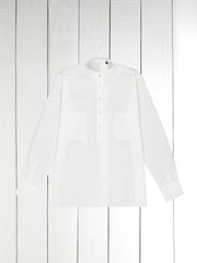 luxurious white poplin nehru-collar shirt