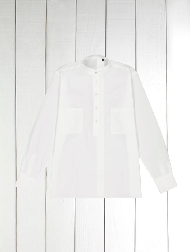 luxurious white poplin mao-collar shirt