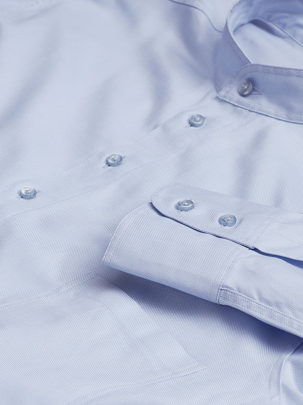 pre-sale luxury cotton mao-collar shirt in azure blue
