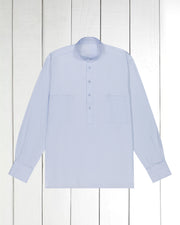 pre-sale luxury cotton mao-collar shirt in azure blue