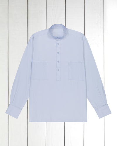 pre-sale luxury cotton mao-collar shirt in azure blue
