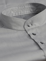 luxury cotton mao-collar shirt in granite