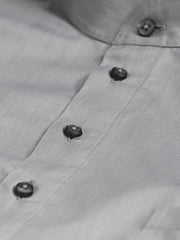luxury cotton mao-collar shirt in granite