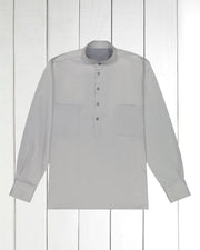 luxury cotton mao-collar shirt in granite