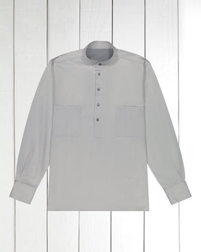 luxury cotton mao-collar shirt in granite
