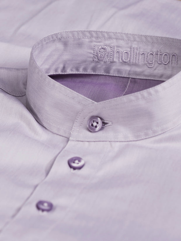 pre-sale luxury cotton mao-collar shirt in lilac