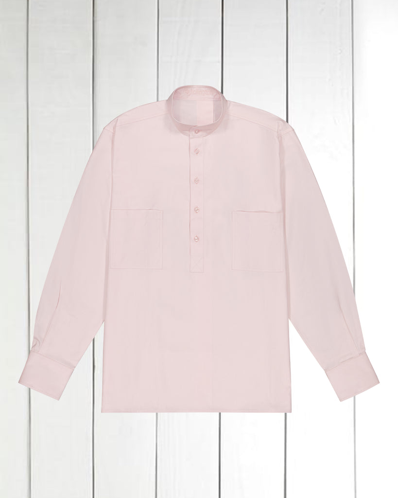chemise à col mao en coton de luxe pink