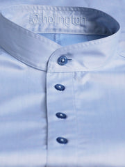 pre-sale luxury cotton mao-collar shirt in powder blue 