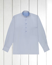 pre-sale luxury cotton mao-collar shirt in powder blue 