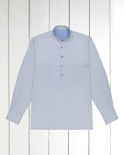 pre-sale luxury cotton mao-collar shirt in powder blue 