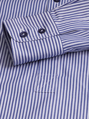 pre-sale luxury cotton mao-collar shirt with royal blue stripes