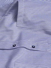 pre-sale luxury cotton mao-collar shirt with royal blue stripes