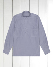 pre-sale luxury cotton mao-collar shirt with royal blue stripes