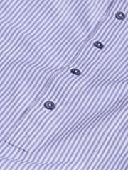 pre-sale luxury cotton mao-collar shirt with sky blue stripes