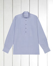pre-sale luxury cotton mao-collar shirt with sky blue stripes