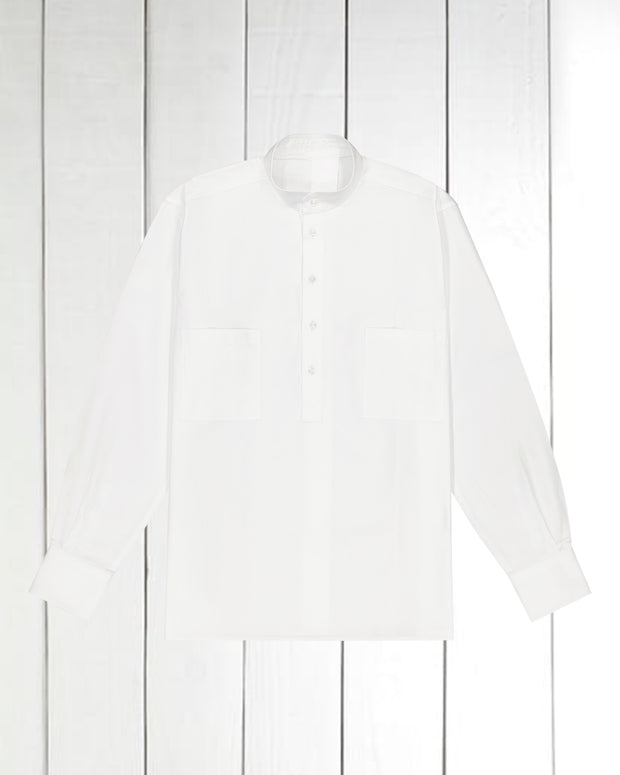pre-sale luxury cotton mao-collar shirt in white