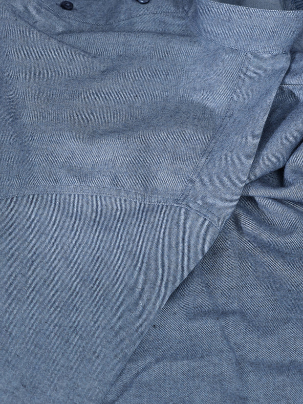 pre-sale grey-blue denim-style cotton shirt with mao collar