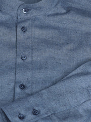 pre-sale grey-blue denim-style cotton shirt with mao collar